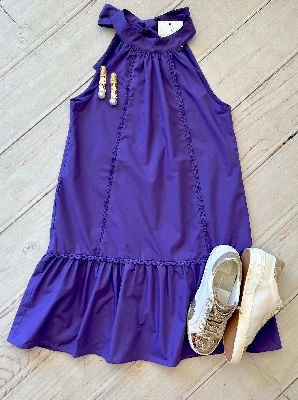 Find the Best Deals Here!Deep Purple Halter Dress