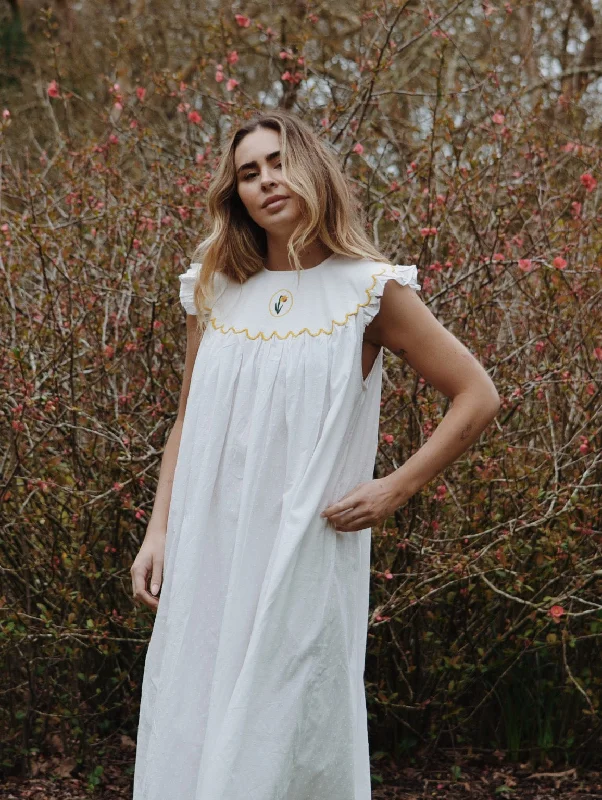 Lowest Prices Guaranteed!100% RECYCLED DOBBY COTTON - SUMMER BREEZE DAFFODIL NIGHT/DAY DRESS