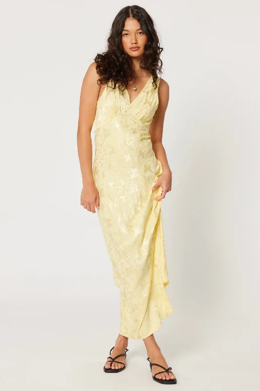 Hurry, Sale Ends Soon!Eliza Limoncello Jacquard Maxi Dress