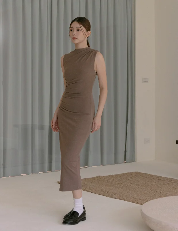 More Discounts, More Joy!Emilia Ruched Dress in Mocha
