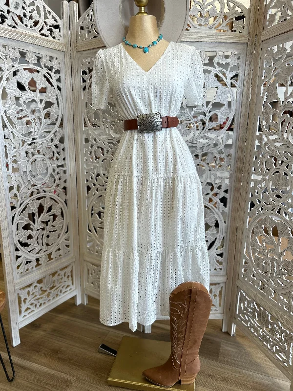 Flash Deals – Act Quickly!Eyelet Maxi Dress- Slightly Stretchy