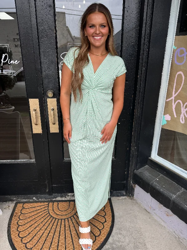Huge Price Cuts Await!Green striped maxi dress