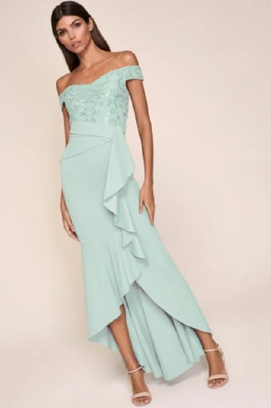 Shop Before It’s Gone!Huda Bardot Maxi Dress Green