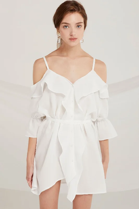 Special Discounts Inside!Kamryn Cold Shoulder Ruffle Dress