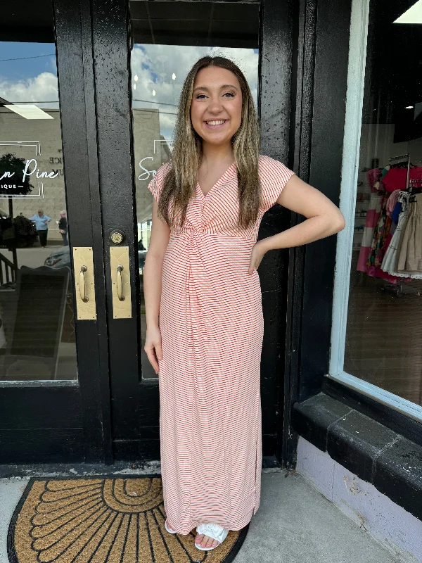 Incredible Savings Inside!Orange striped maxi dress