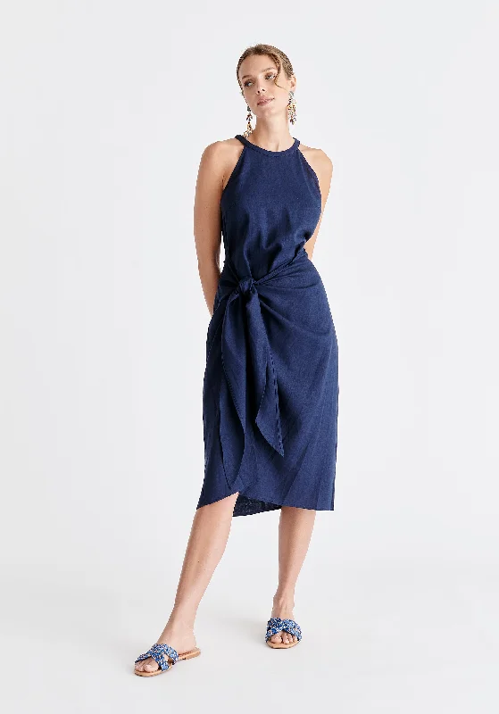Lowest Prices Guaranteed!Linen Blend Waist Tie Dress
