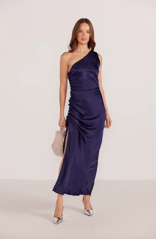 Huge Price Cuts Await!Lumina Navy One Shoulder Dress
