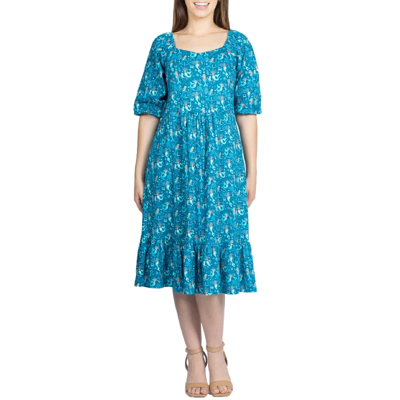 Biggest Sale of the Season!Mermaid Elastic Puff-Sleeve Dress with Frill
