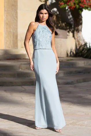 Unlock Huge Savings Now!Mint Halterneck Embroidered Maxi Dress Green