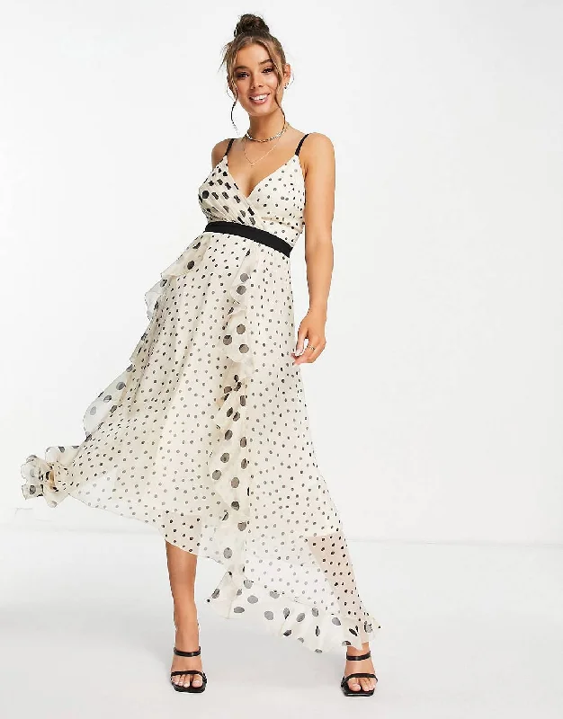 Sale Alert – Get Ready to Shop!Monochrome Polka Dot Maxi Dress