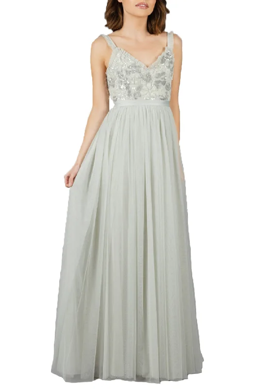 Get It Before It’s Gone!Grey Sequins Sleeveless Tulle Maxi Dress