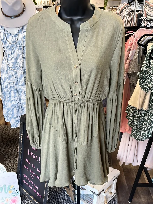 Score Big Savings Today!Olive Button Dress