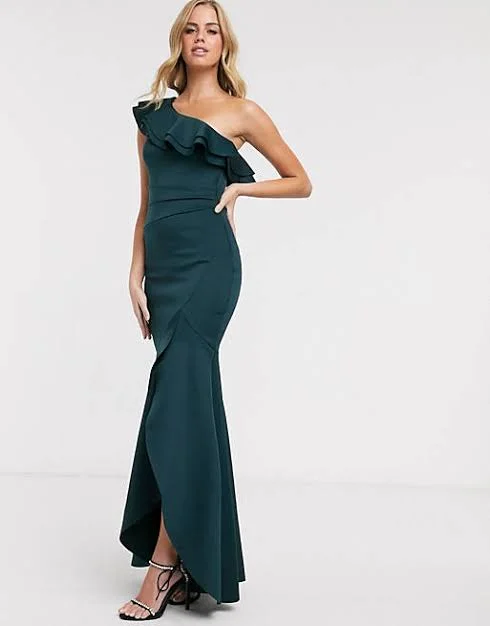Save More Than Ever!One Shoulder Maxi Dress Green