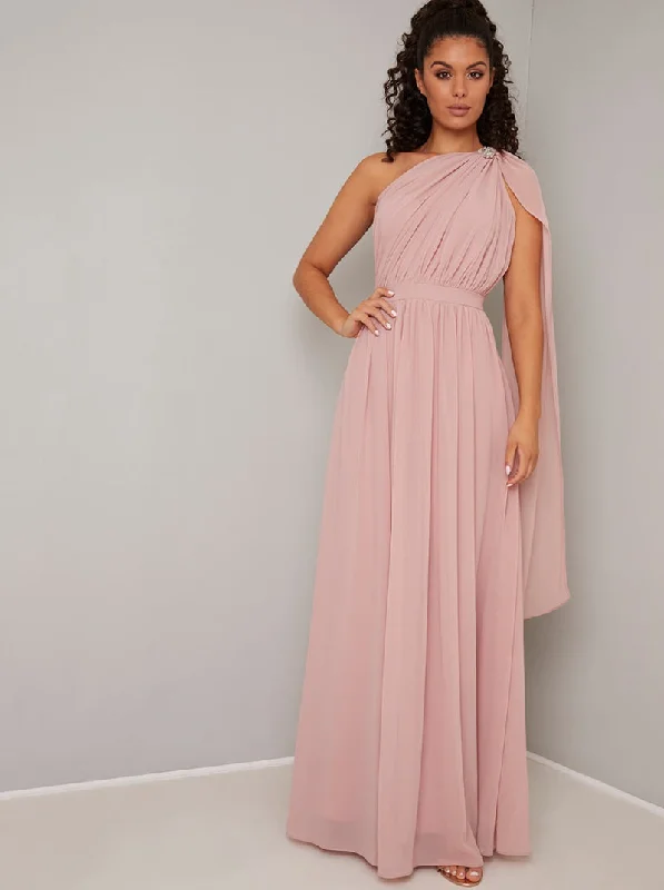 One Click Away from Big Savings!Petrina One Shoulder Embellished Maxi Dress