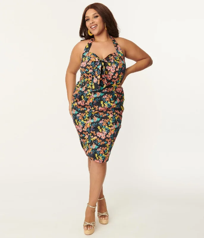 Shop Today, Save Tomorrow!Plus Size Black & Pink Floral Sally Wiggle Dress