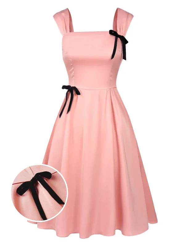 Snag the Best Prices Now!Light Pink 1940s Solid Bow Dress