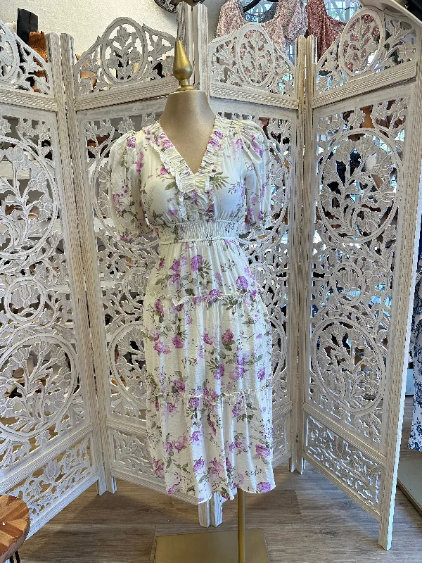 Must-Have Deals Inside!Puff Sleeve Ruffle Floral Maxi Dress