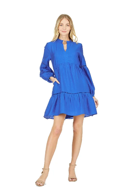 Save Like Never Before!Royal Dress with Placket Trim