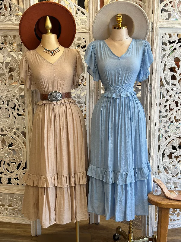 Shop Smart, Save Big!Ruffle Linen Blend Maxi Dress- Stretchy, Estira