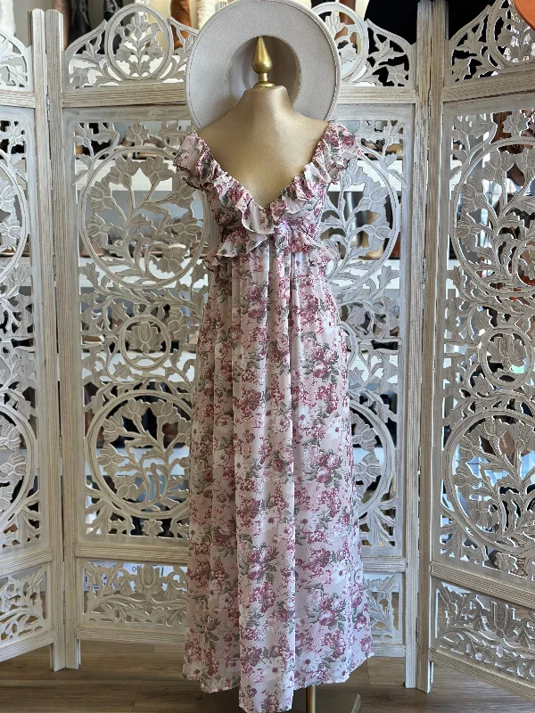 Get More, Spend Less – Shop Now!Ruffled Top Maxi Dress- Stretchy