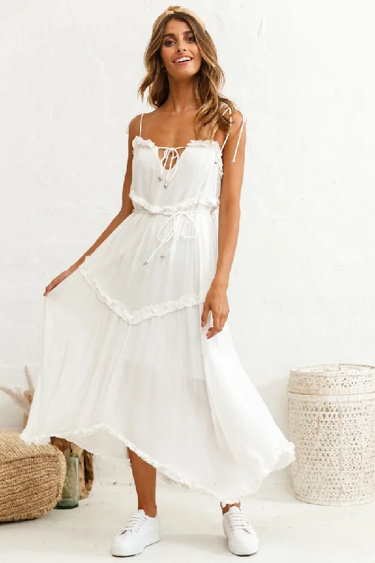 Mega Sale Happening Now!Santa Monica String Tie Maxi Dress White