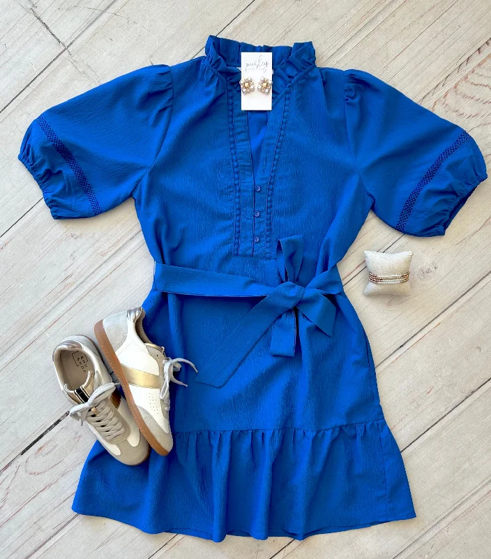 Find the Best Deals Here!Sarah Belted Dress in Royal