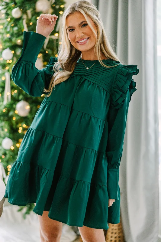 Crazy Discounts Inside!Save Your Applause Emerald Green Ruffled Dress