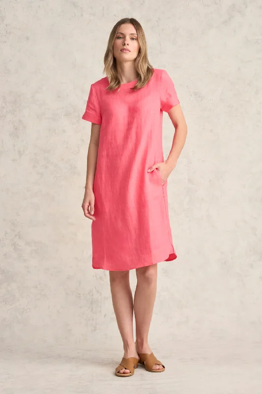 Your Wallet Will Thank You!Scoop Neck Linen Dress - Coral
