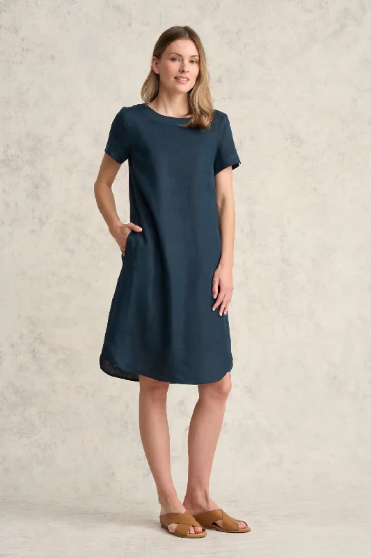 Today Only – Don’t Miss It!Scoop Neck Linen Dress - Ink