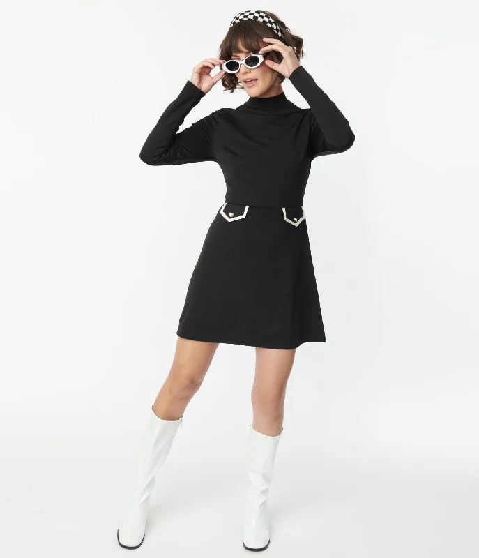 Stock Up and Save!Smak Parlour Black Mock Turtleneck Fit & Flare Dress