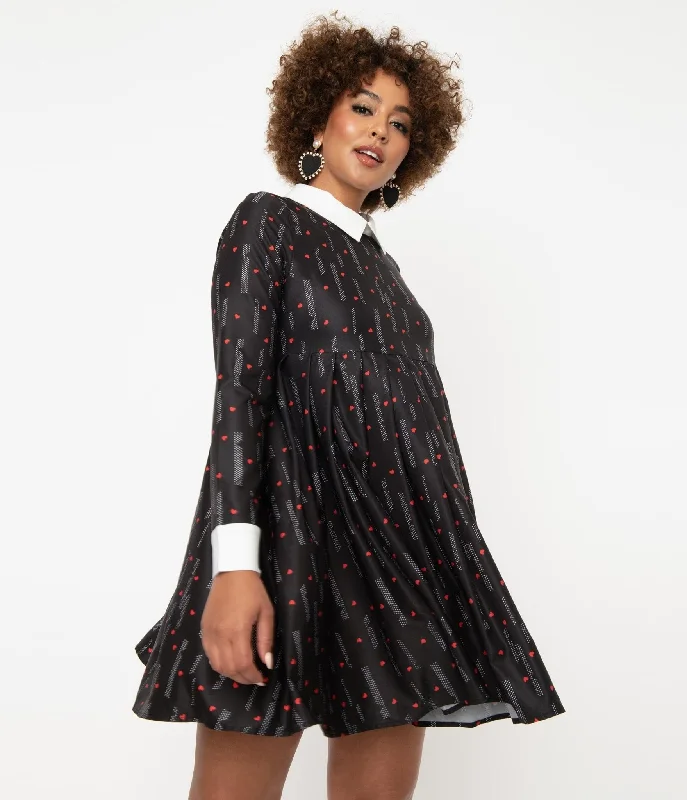 Exclusive Offers You’ll Love!Unique Vintage Black & Red Heart Peggy Babydoll Dress
