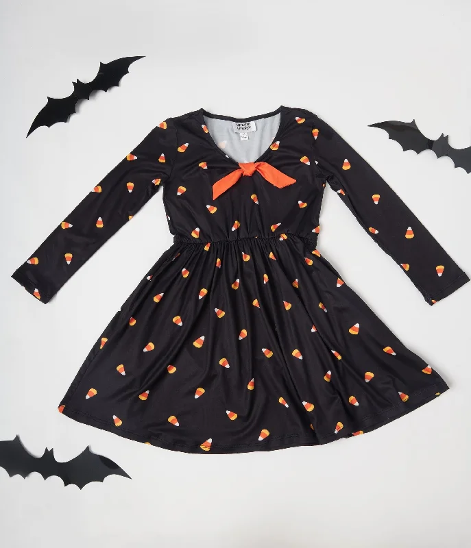 Instant Savings Await!Unique Vintage Kids Black Candy Corn Hello Gorgeous Flare Dress