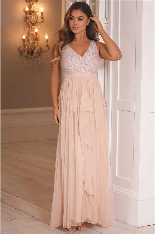 Snag the Best Prices Now!V-Neck Sequin Maxi Dress Pink