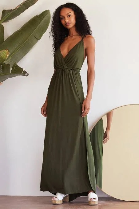 Hurry! While Supplies Last!Wrap Overlap Maxi Dress Olive