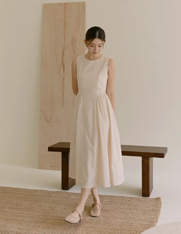Buy One, Get One Free!Zuri Pleated Dress in Ecru
