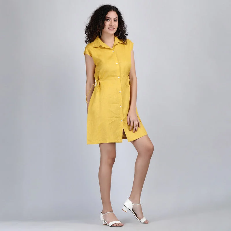 Your Favorite Sale is Back!Linen Short Shirt Dress | Mustard