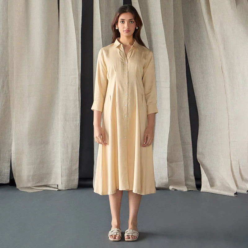 Limited Time Offer!Tencel Shirt Dress For Women | Fitted | Yellow
