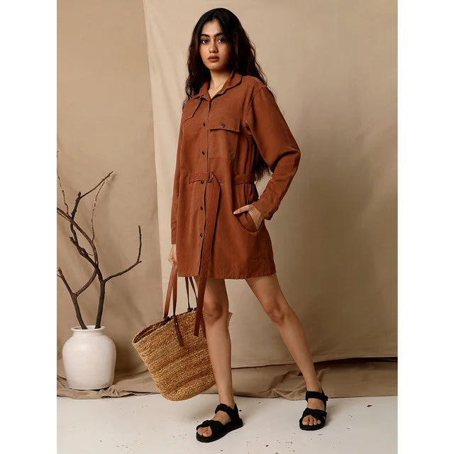 Don't Miss Out!Tencel Shirt Dress | Brown