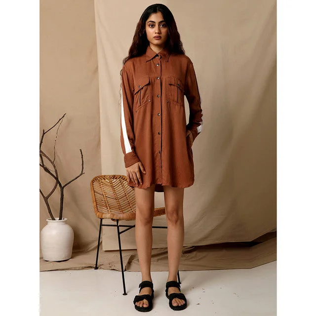 Hurry! While Supplies Last!Tencel Shirt Dress | Brown