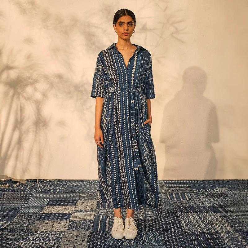 Crazy Discounts Inside!Cotton Long Shirt Dress for Women | Indigo