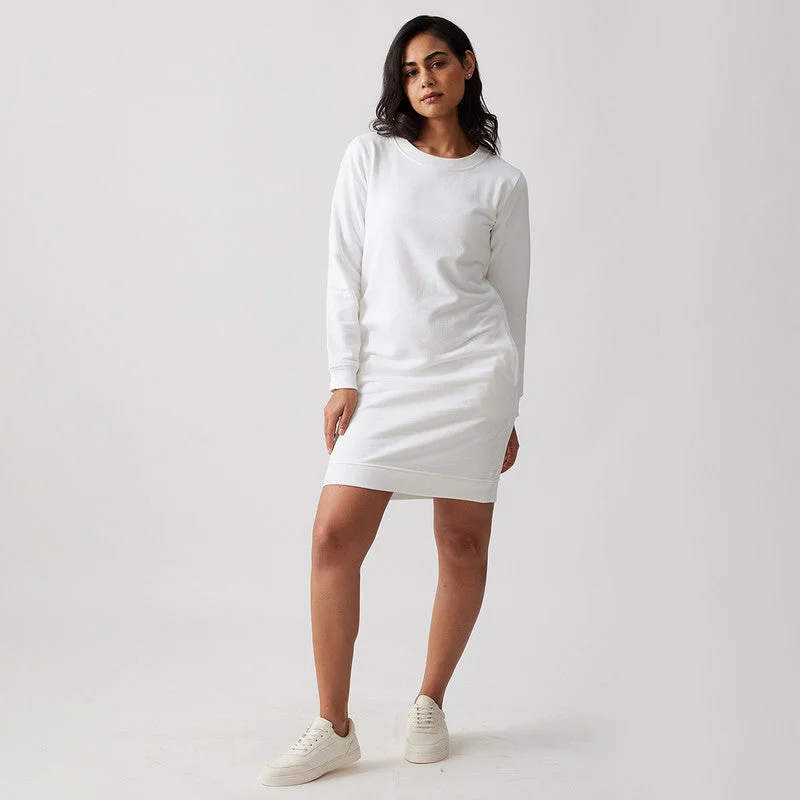 Biggest Sale of the Season!Cotton Dress | Sweatshirt Dress | Cloud White