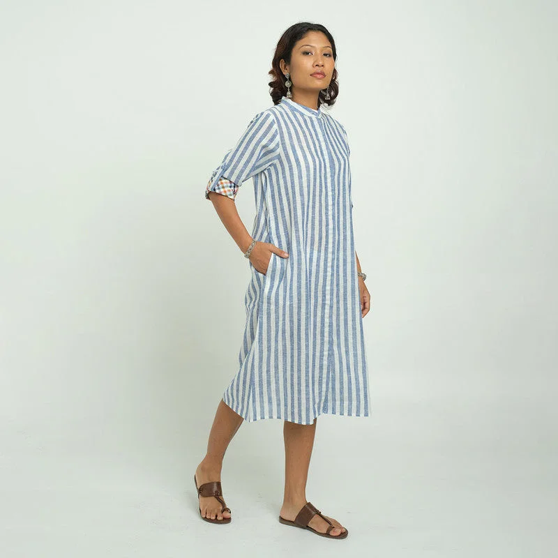 The Best Deals Won’t Wait!Cotton Shirt Dress for Women | Striped | Blue & White