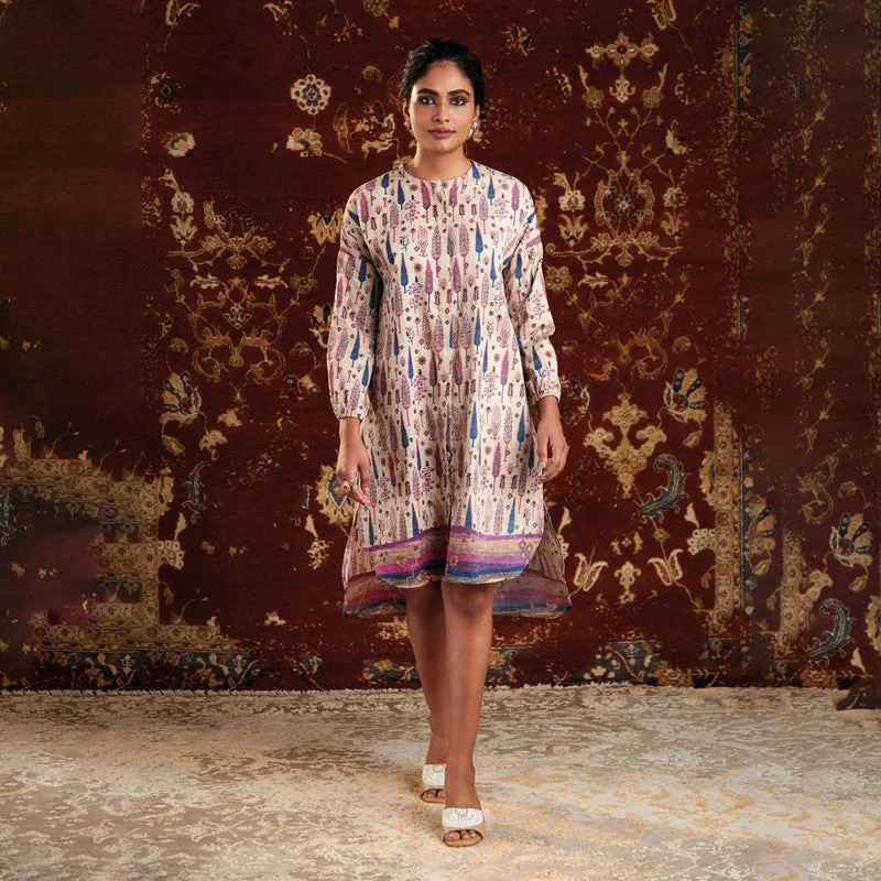 Huge Price Cuts Await!Cotton Curved Hem Shirt Dress | Beige