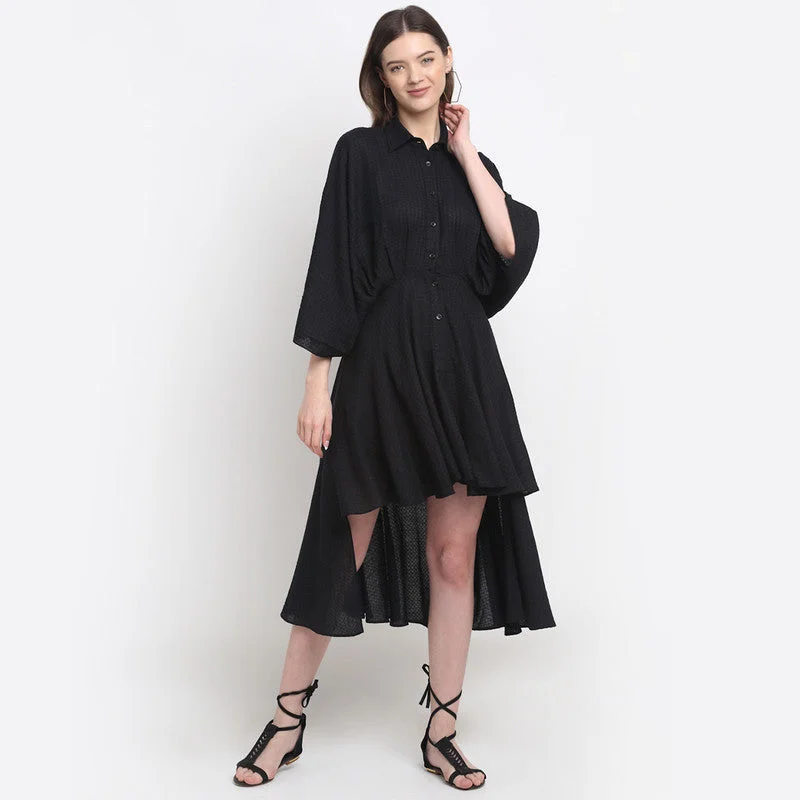 Instant Savings Await!Tencel Asymmetric Shirt Dress | Black