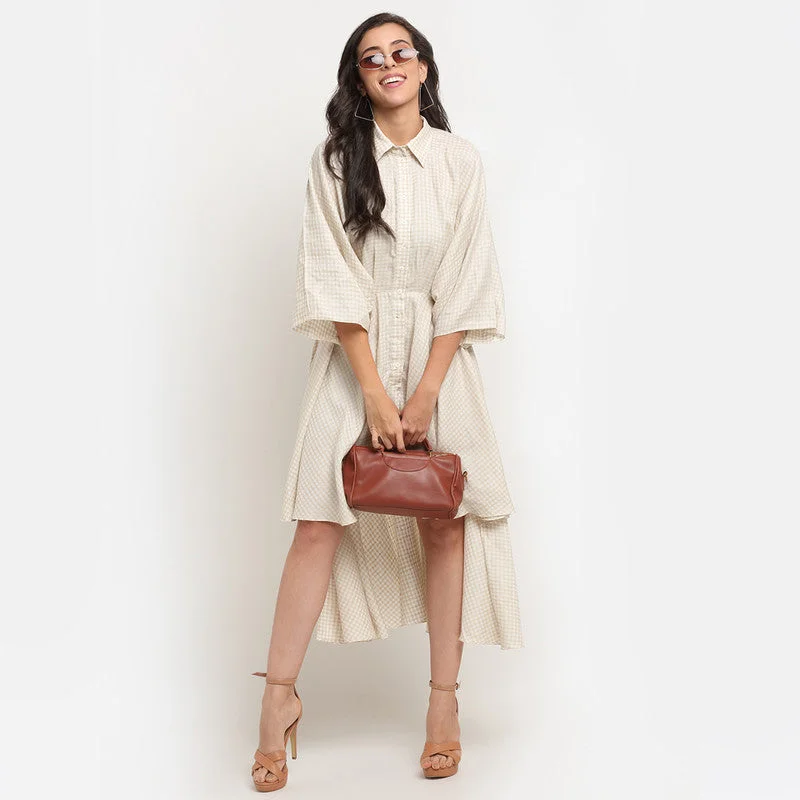 Save Like Never Before!Tencel Asymmetric Shirt Dress | Off White