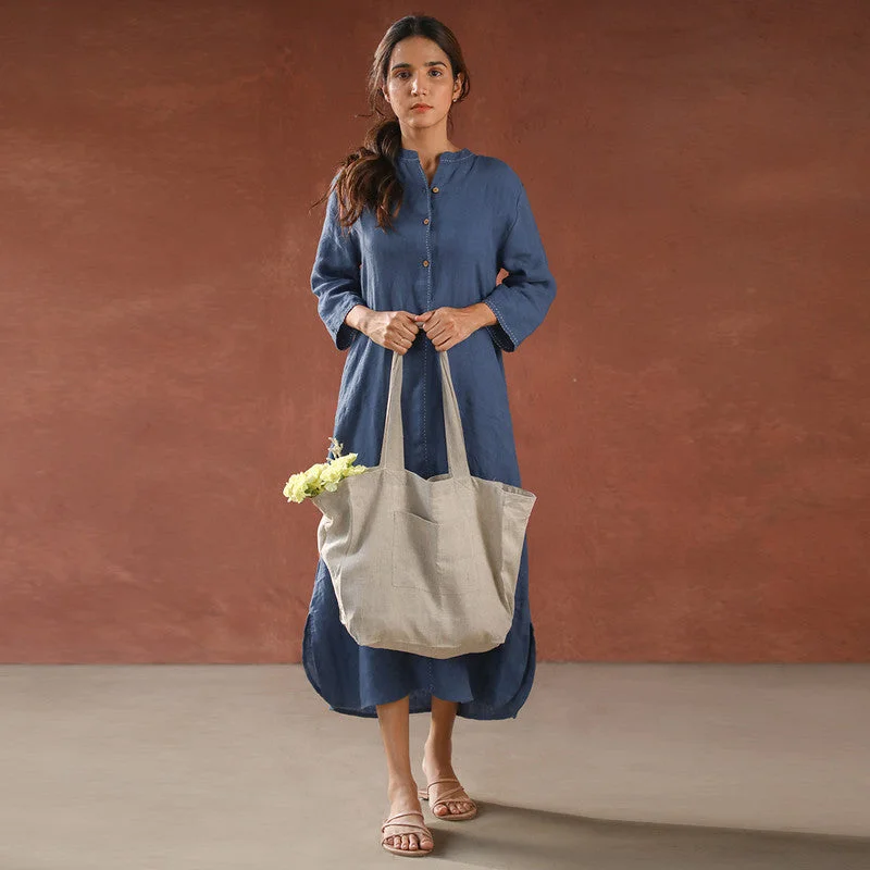 Get the Best for Less!Pure Linen Shirt Dress | Blue