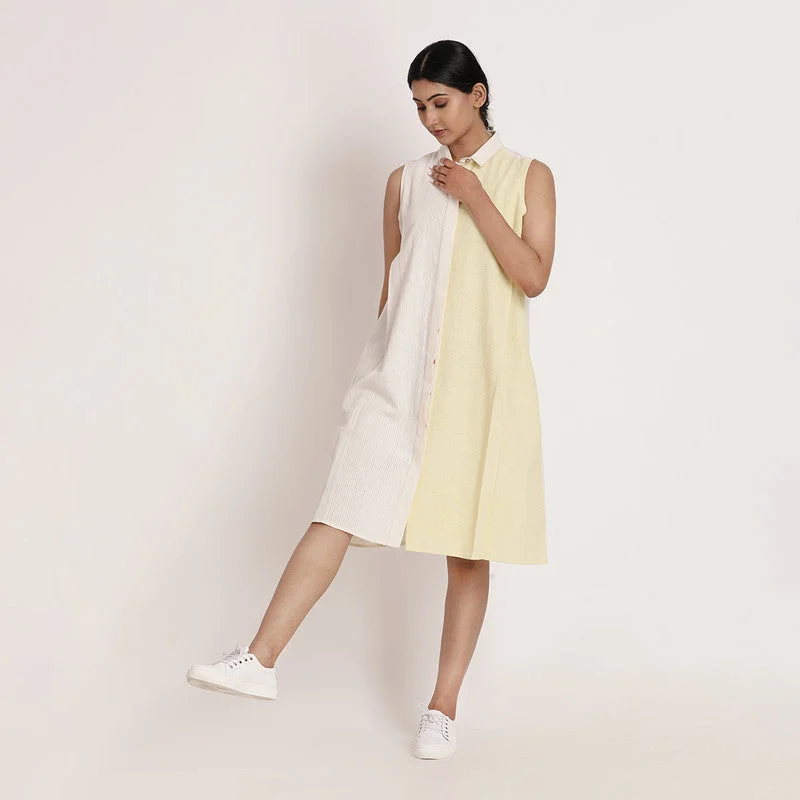 Limited Deals, Unlimited Savings!Cotton Shirt Dress | Colour Block | Ivory