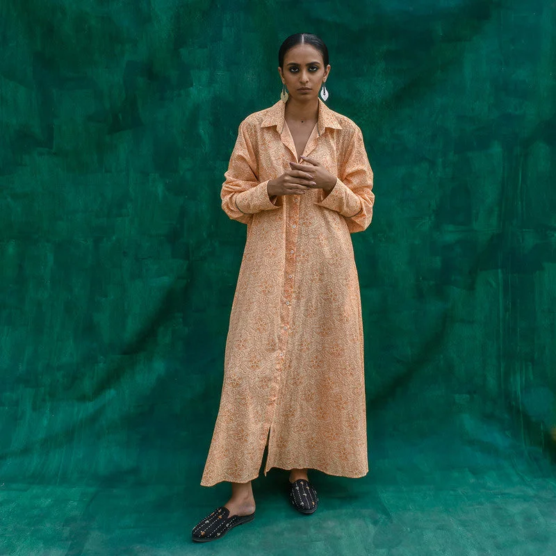 Your Wallet Will Thank You!Organic Cotton Shirt Dress for Women | Floral Print | Orange Your Wallet Will Thank You!Organic Cotton Shirt Dress for Women | Floral Print | Orange
