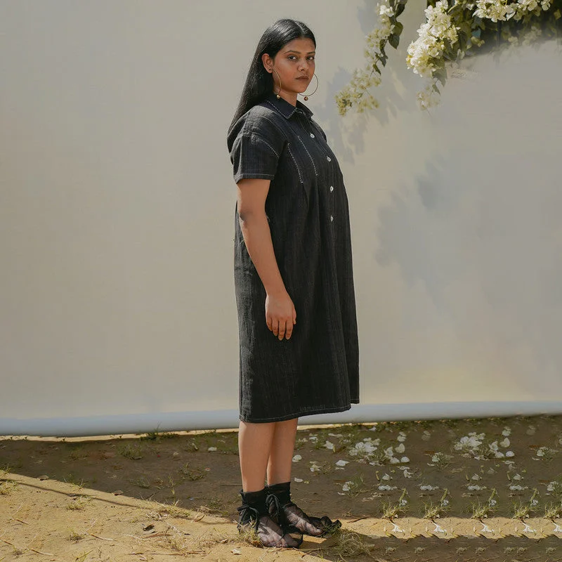 Don't Miss Out!Women Shirt Dress | Kala Cotton | Natural Dyed | Black