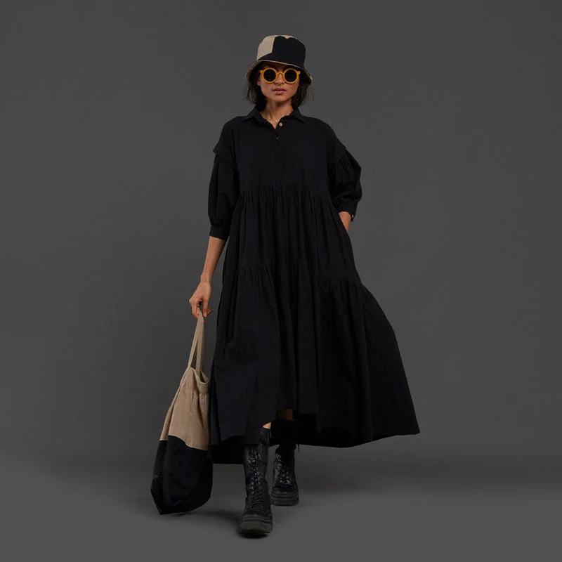 Flash Sale – Act Fast!Dress For Women | Pure Cotton Shirt Dress | Ankle-Length | Black Flash Sale – Act Fast!Dress For Women | Pure Cotton Shirt Dress | Ankle-Length | Black